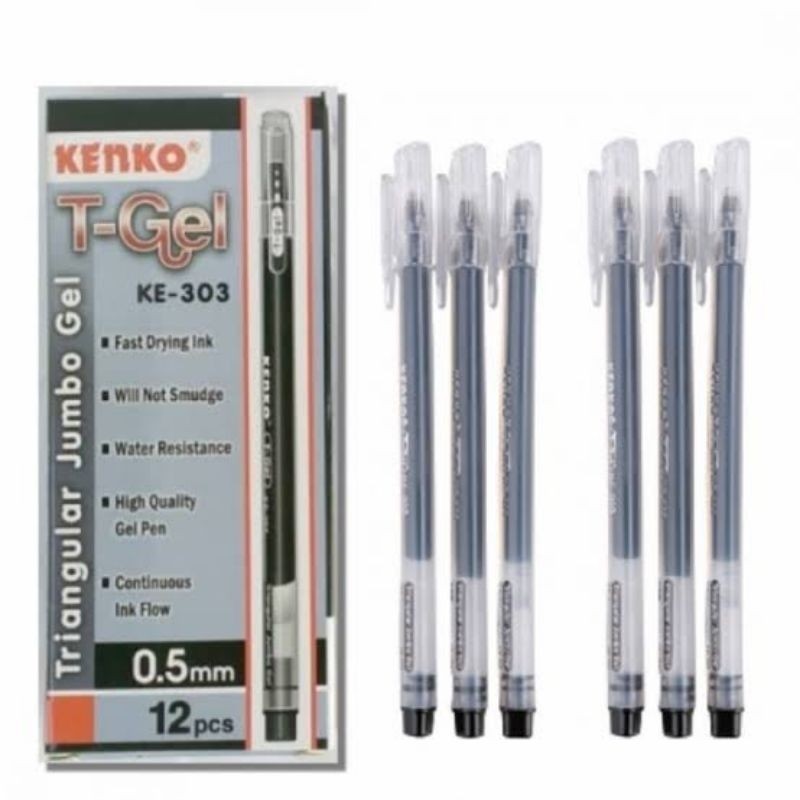 

Gel Pen KENKO KE-303 T-GEL Triagular Black (Satuan)