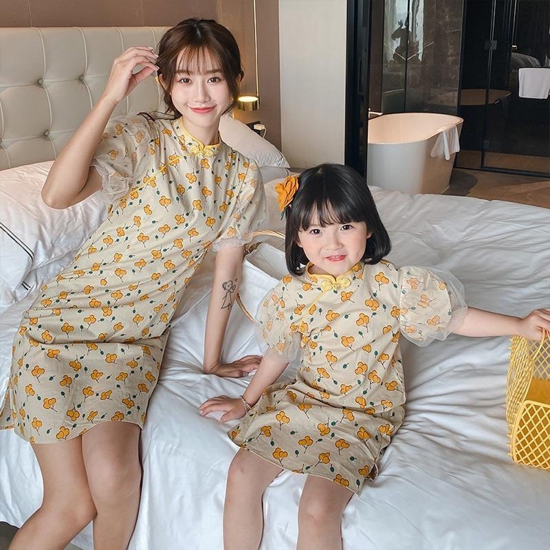 Lili Yellow Floral Qipao Couple Dress Parishkids