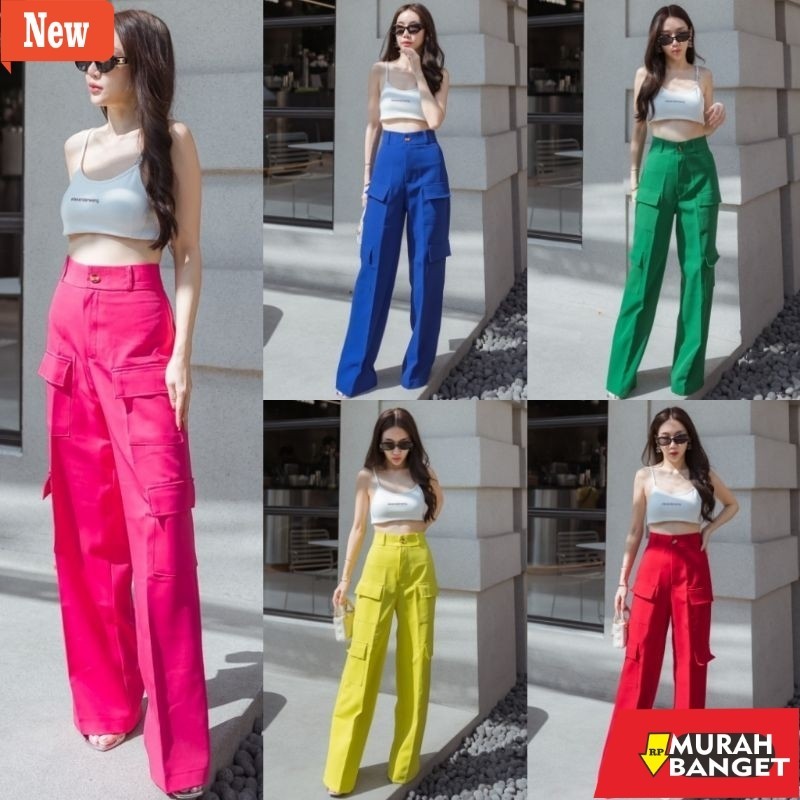 Celana jeans tebal jumbo wanita yg lagi viral- (LABEL BANGKOK MEDAN) READY CELANA HW KULOT ROXANA / 