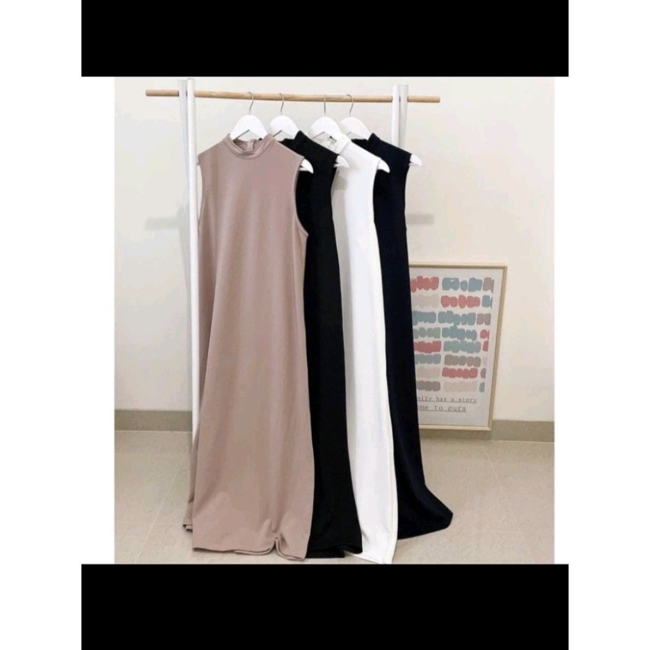 TOKOSANIA Inner dress tanpa lengan Daleman gamis polos manset gamis - Hitam, polos