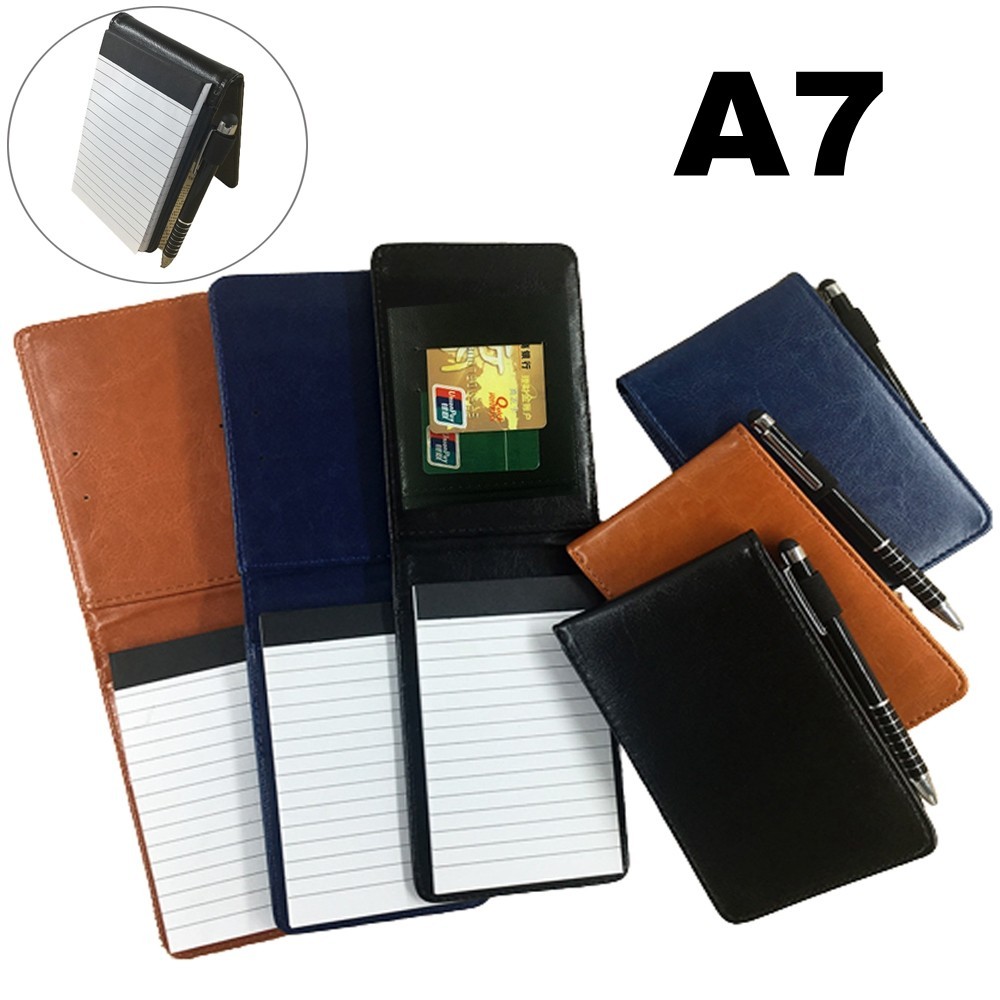 

A7 Pu Leather Small Notebook Pocket Notepad Planner Memo Journal School Business Office Agenda Note Book Set with Cases Cover