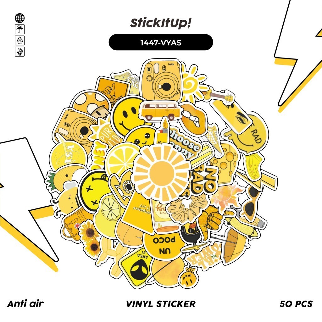 

COD✨ 100 Pcs Stiker Pack VSCO Yellow Aesthetic Lucu Aesthetic Vynil Waterproof untuk Freebies Sticker Buku Journal Casing HP Laptop