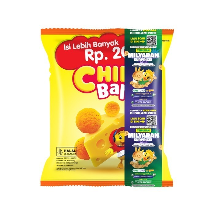 

Chiki Balls Keju 16g Isi 10pcs Cemilan Murah dan Enak