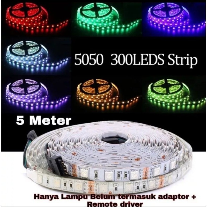 [ DELSER MOTOR ] LAMPU STRIP RGB 5050 MATA BESAR WARNA WARNI RUNNING NYALA OTOMATIS LED STRIP LAMPU 