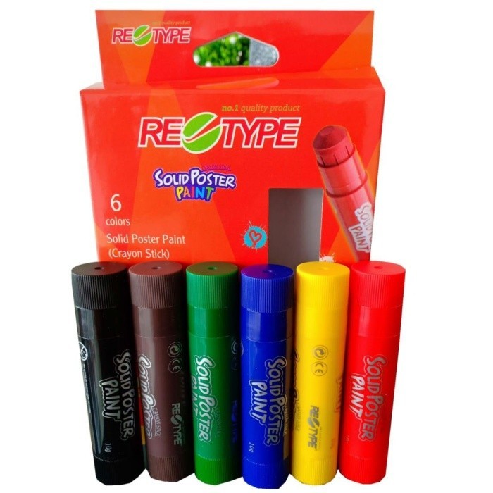 

promo ✨ -Retype 6Pcs Solid Poster Paint Aman Anak Bayi Crayon Gambar Body Paint