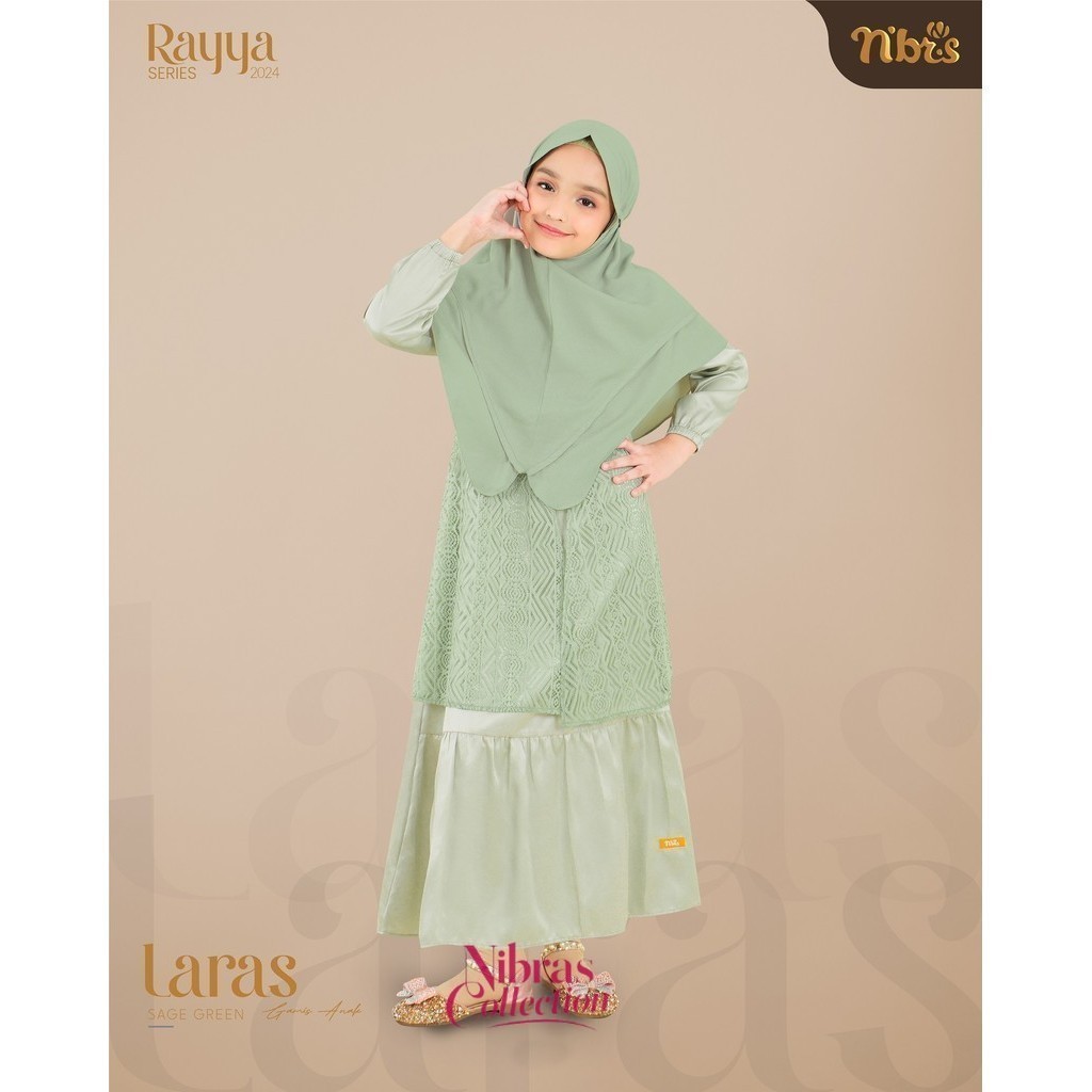 Nibras - Laras Gamis Anak Perempuan by Nibras Original 100% Bahan Dobby Silk mix Lace size XS - XXL 