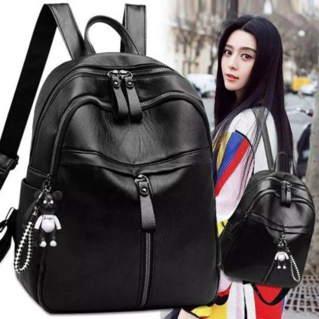 DLSHA - 2024 TAS RANSEL KULIT WANITA BACKPACK FASHION TAS REFENRENSI  IMPORT(GRATIS GANTUNGAN)
