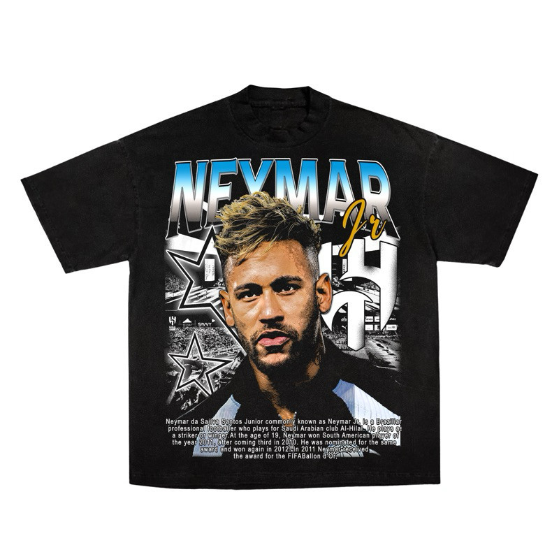 【COD】 Oversized NEYMAR santos jr TSHIRT OVERSIZE UNISEX COTTON 20s hitam polos combed kaos jersey ba