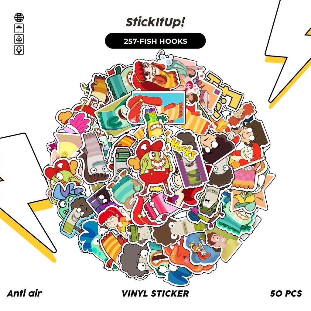 

COD100 Pcs Stiker Kartun Fish Hooks Lucu Keren Anti Air Untuk Dekorasi Notebook Sepeda Skateboard Handphone DIY