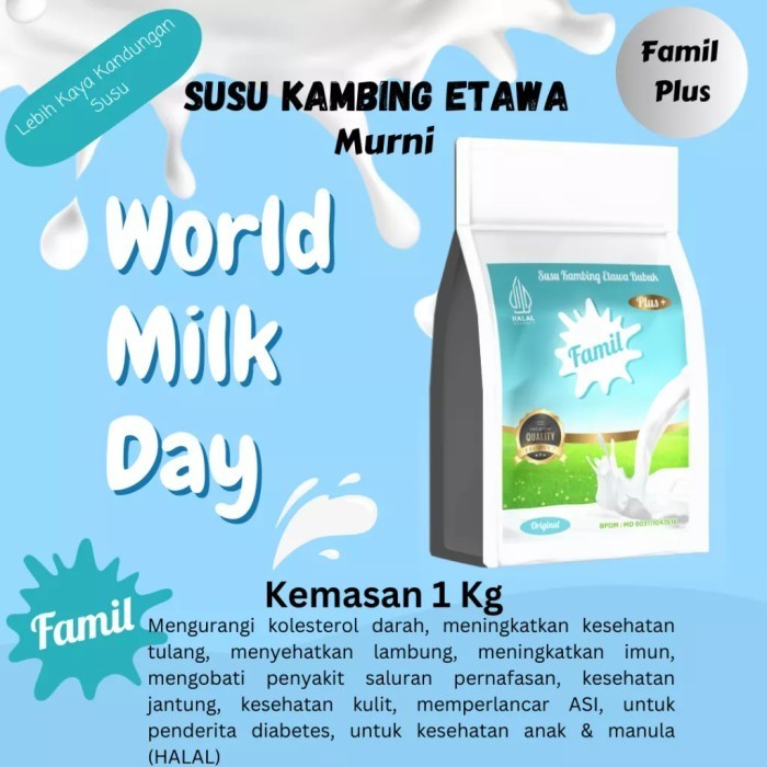 

TERJUAL Susu Kambing Etawa Bubuk 1kg Halal Kaya Manfaat / Famil Original Plus