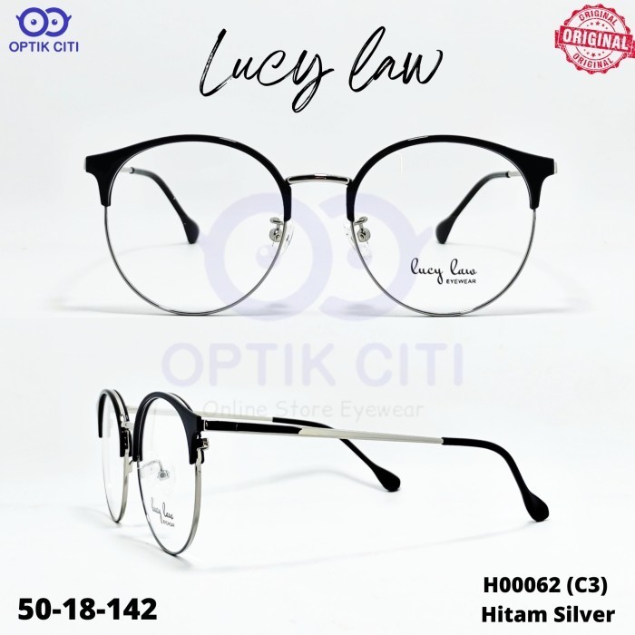 Frame Kacamata Pria Wanita Bulat Lucy Law H 00062 Original