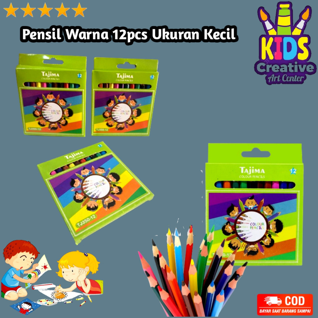 

Crayon Pensil Warna 12 pcs Ukuran Kecil / Collor Pencil Paper Box Classic / S N
