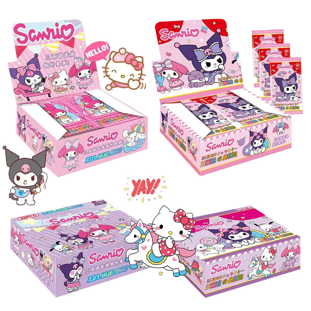

2024 New Sanrio Collectible Hello Kitty Cards Kawaii Kuromi Melody Cinnamoroll Cartoon Shining Game Trading Card Children Gifts
