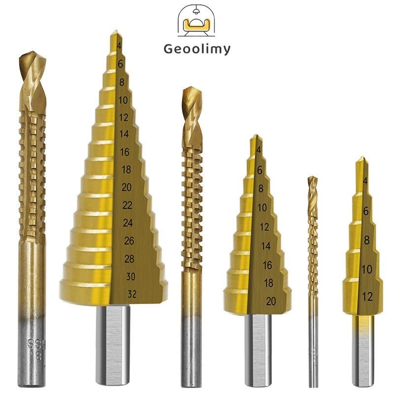 Bor Gergaji Slot Kayu Set 6 Buah Mata Bor Gagang Segitiga Set Bor Gergaji Langkah Geoolimy