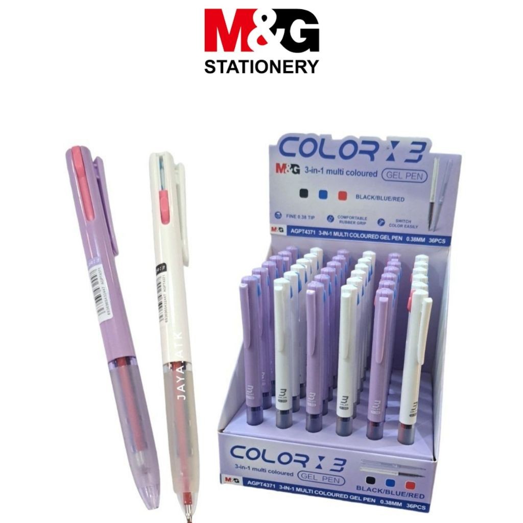 

Pulpen 3 in 1 M&G #AGPT4371 Ballpaint 3 Color Tip 0.38 Tinta Hitam Biru Merah Pena Cetek - SATUAN- SHSNP