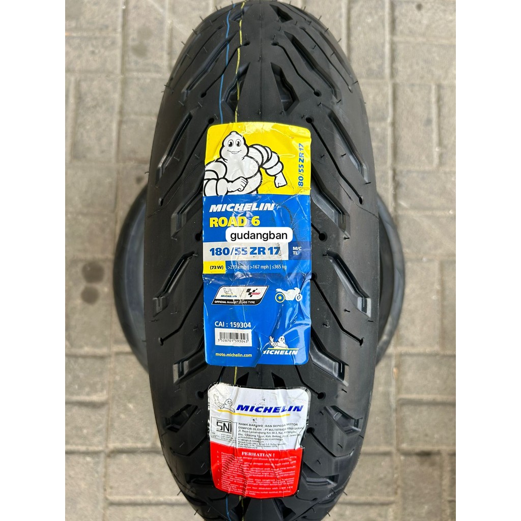 ( ROAD 6 ) 180 55 17 MICHELIN RADIAL Ban Motor SPORT MOGE BELAKANG BARU TUBELESS FREE PENTIL