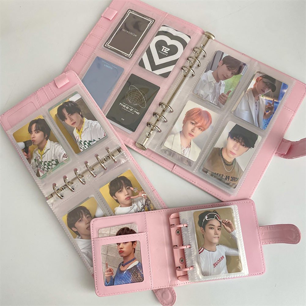 

Candy Color A5/A7 PU Leather Binder Photocards Cover Cute Kpop Loose-leaf Collect Book Photo Cards Album Storage Book Stationery