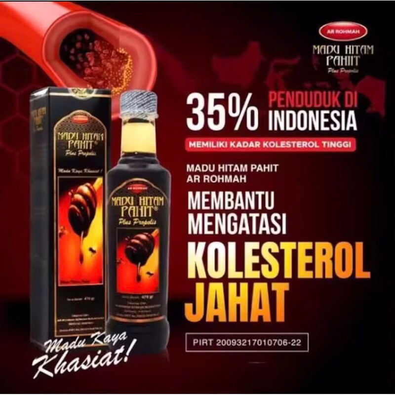 

Madu Hitam Pahit Plus Propolis Ar-Rohmah 470ml / Madu Hitam Pahit Ar Rohmah 470ml / Tanjuang_Care