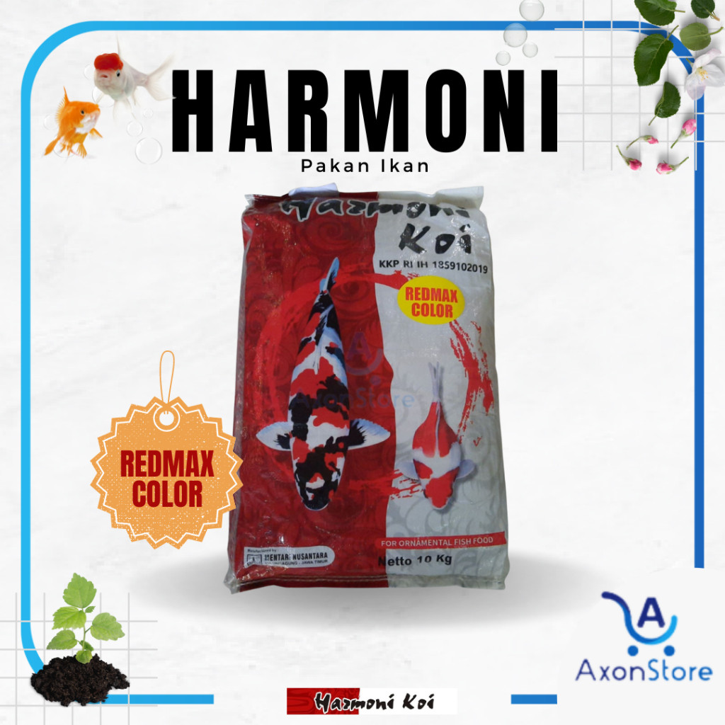 AXONSTORE Pakan Koi Harmoni REDMAX Color 10 KG Pelet Ikan 10kg Fish Food Untuk Warna, Pertumbuhan da