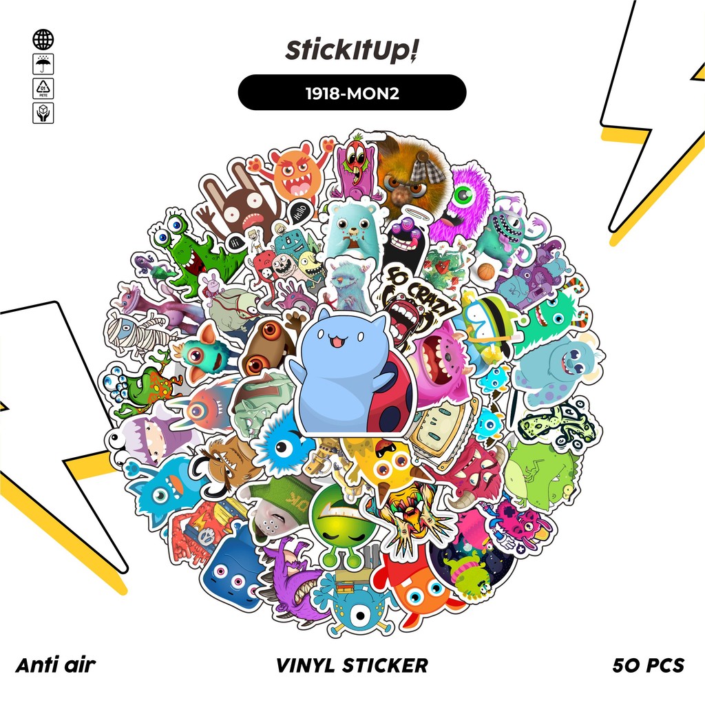 

COD✨ 50 Pcs Stiker Pack MONSTER ART ILLUSTRATION CHARACTER MIX 02 Lucu Aesthetic Vynil Waterproof untuk Freebies Sticker Buku Journal Casing HP Laptop