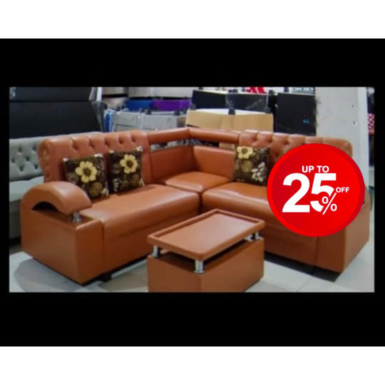 Sofa L minimalis Rinjani + Meja Kain Oscar