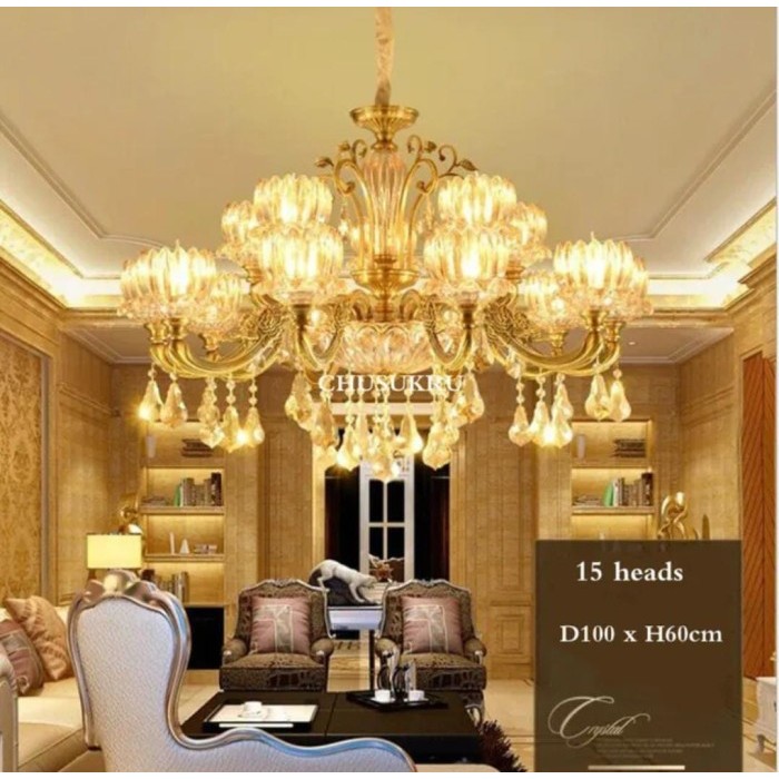 COD & READY STOK LAMPU HIAS GANTUNG KRISTAL MEWAH / LAMPU CHANDELIER / LAMPU GANTUNG KRISTAL / LAMPU