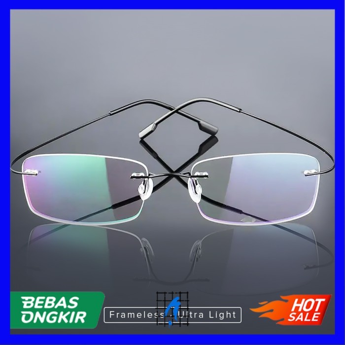 Frame Kacamata Frameless Titanium Ultra Light - Hitam