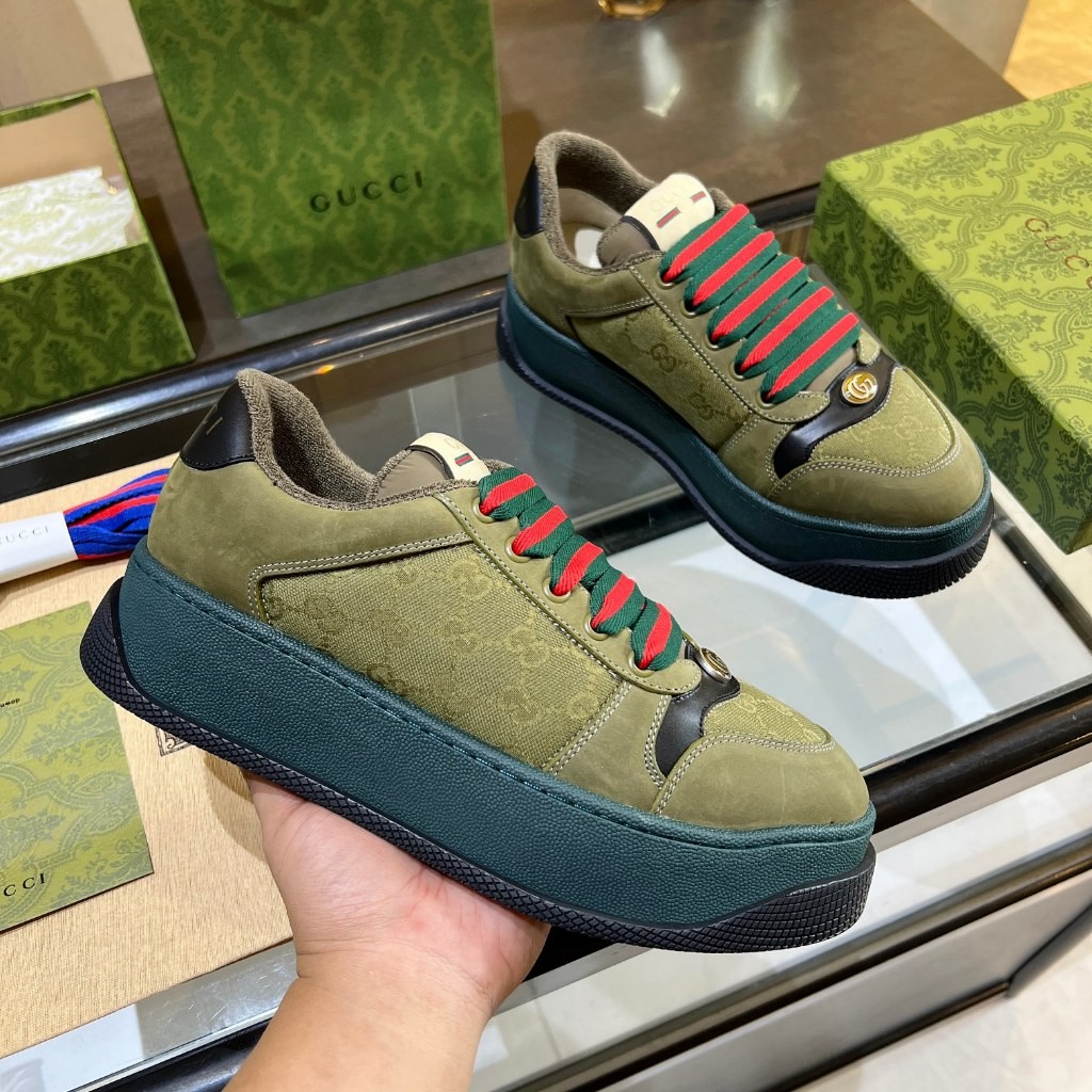 Gucci Low cut Platform Shoes Skate Shoes Casual Sneakers For Men Women Green
