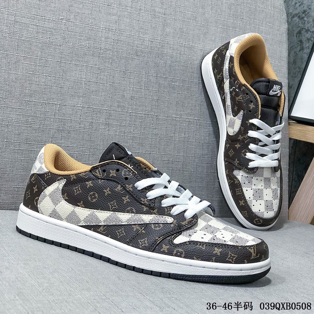 Louis Vuitton x Travis Scott x Nike Air Jordan 1 OG SP Low cut Casual Shoes Sneakers For Men Women