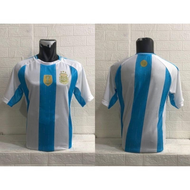 Jersey Sepak Bola Pria Cowo Printing Argentina home biru putih Polosan