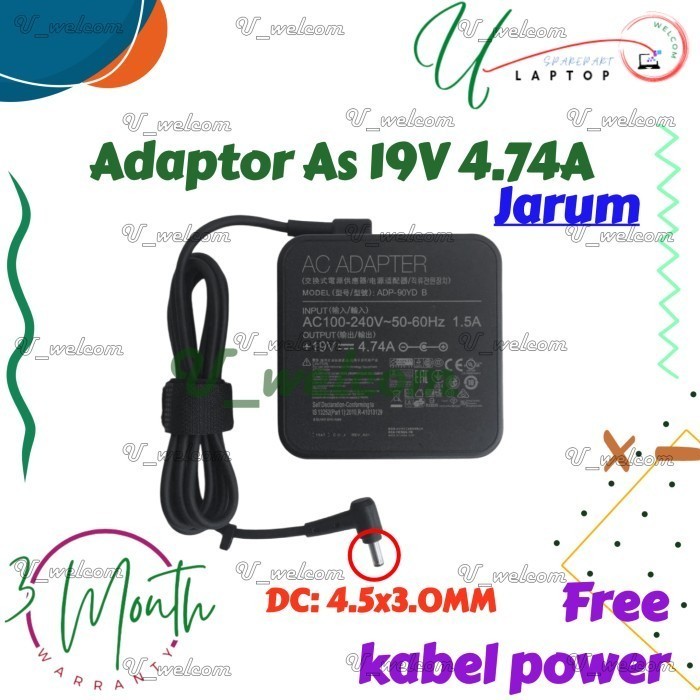 Casan Adaptor Charger Laptop As Q524U Q524UQ Q534UX Q534UXK P2540U P2540UA Q534 Q534U P2540UB 19V 4.