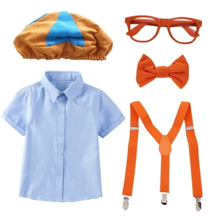 ✨READY✨ -Blippi Costume 5 in 1 Children Costume Halloween Kostum anak Blippi - 110
