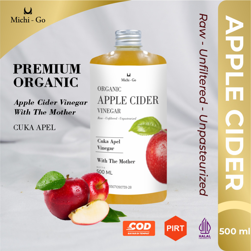 

MichiGo - 500 ml Cuka Apel Organik Premium Appel Cider Vinegar With The Mother