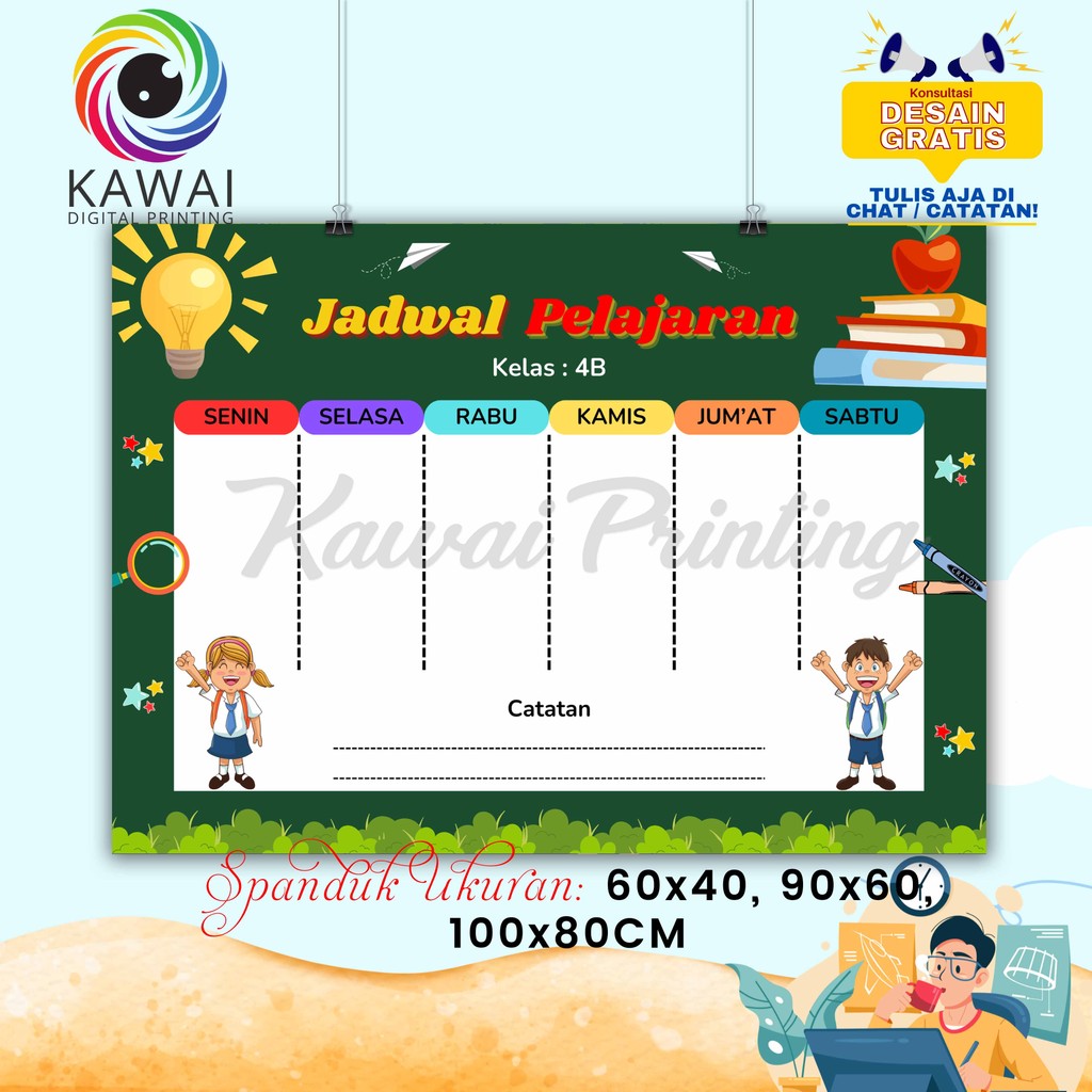 SPANDUK / BANNER Jadwal Pelajaran Gambar Lampu Free Desain
