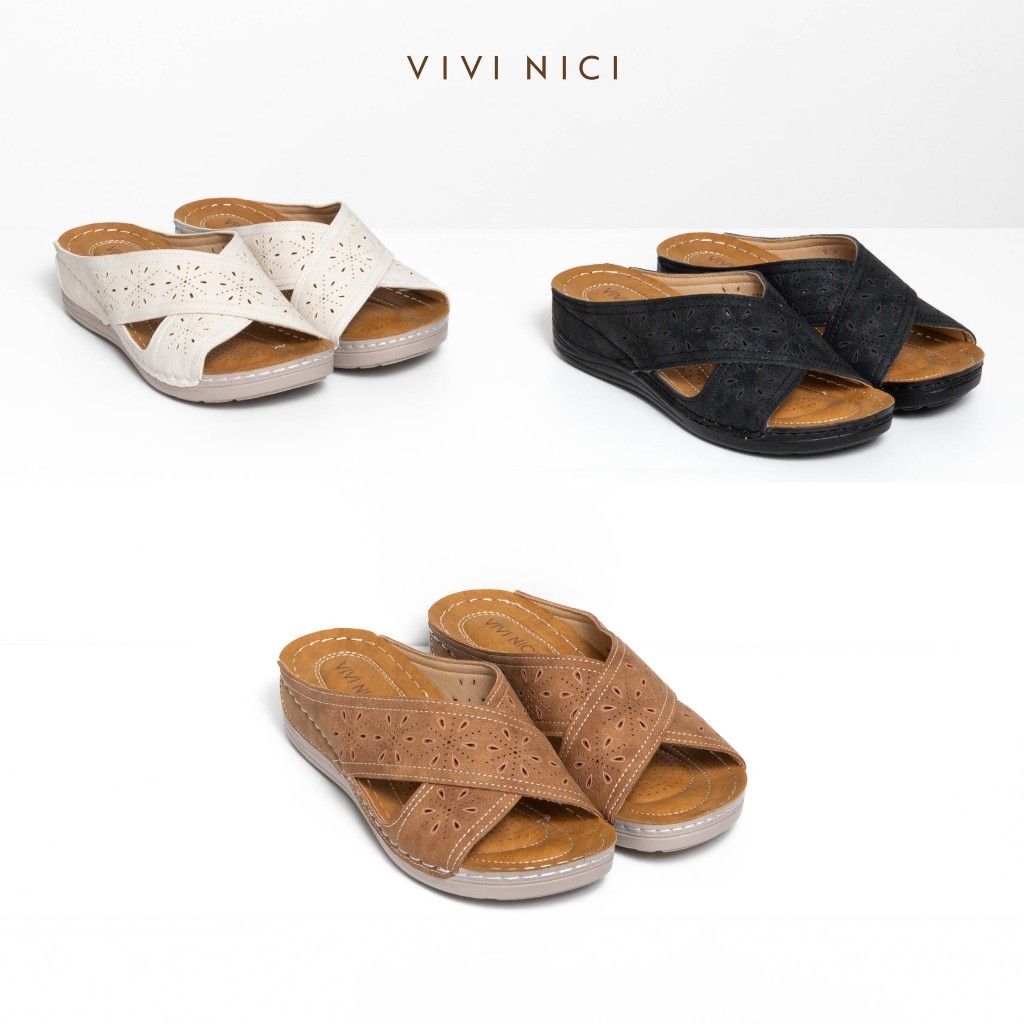 VIVI NICI - Anala Sandal Slip On Wedges Wanita Hak 5 Cm