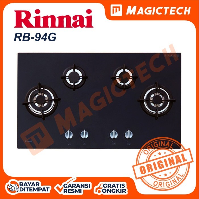 KOMPOR TANAM RINNAI 4 TUNGKU RB-94G - HITAM KACA