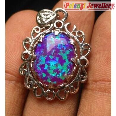 Liontin Batu Kalimaya Australi Jarong Biru HQ