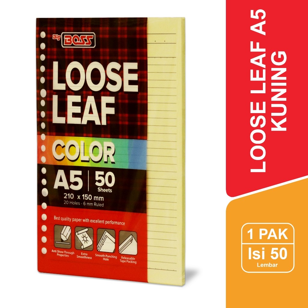 

[BMS Tangerang] BigBoss Loose Leaf 50 A5 Kuning - BBO LL 50 A5 160