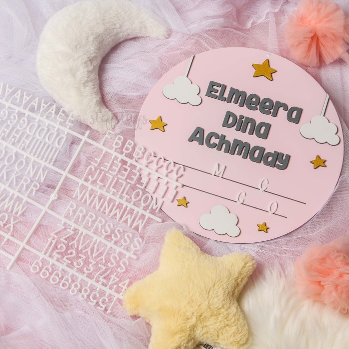 Ambar Elmeera Hospital Board | Baby Biodata Newborn Announcement Bayi - Baby Pink