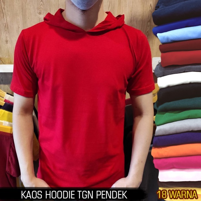 ✨BISA COD✨ -Kaos polos hoodie pria wanita 24s lengan pendek & lengan panjang - S, kaoshodie pndk