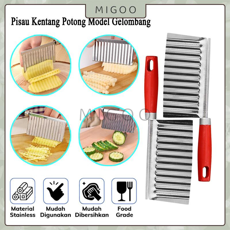 Pisau Ulir Pemotong Kentang Alat Dapur / Pisau Gelombang Stainless Pisau Kentang / Pisau Kentang Pot