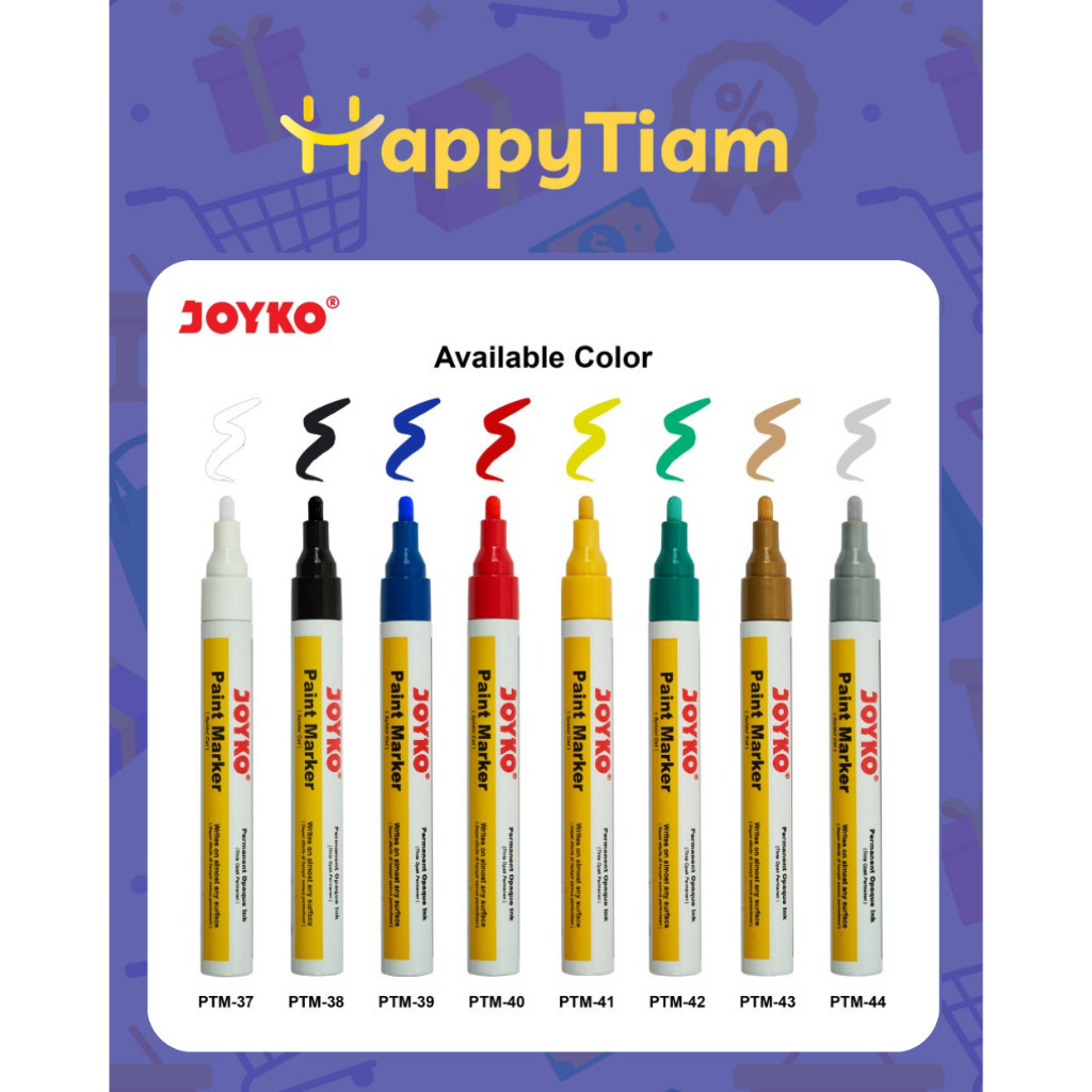 

SPIDOL PTM PAINT MARKER JOYKO PUTIH MULTI WARNA PENANDA PERMANEN