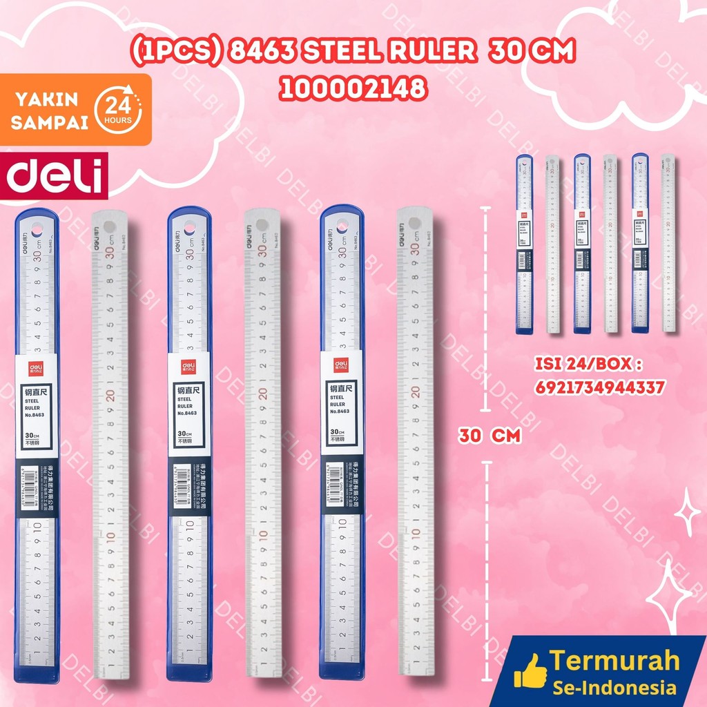 

Deli 8463 Drafting Ruller / Penggaris Besi Steel Metal Stainless 30 cm 1PCS) 8463 Steel Ruler 30cm