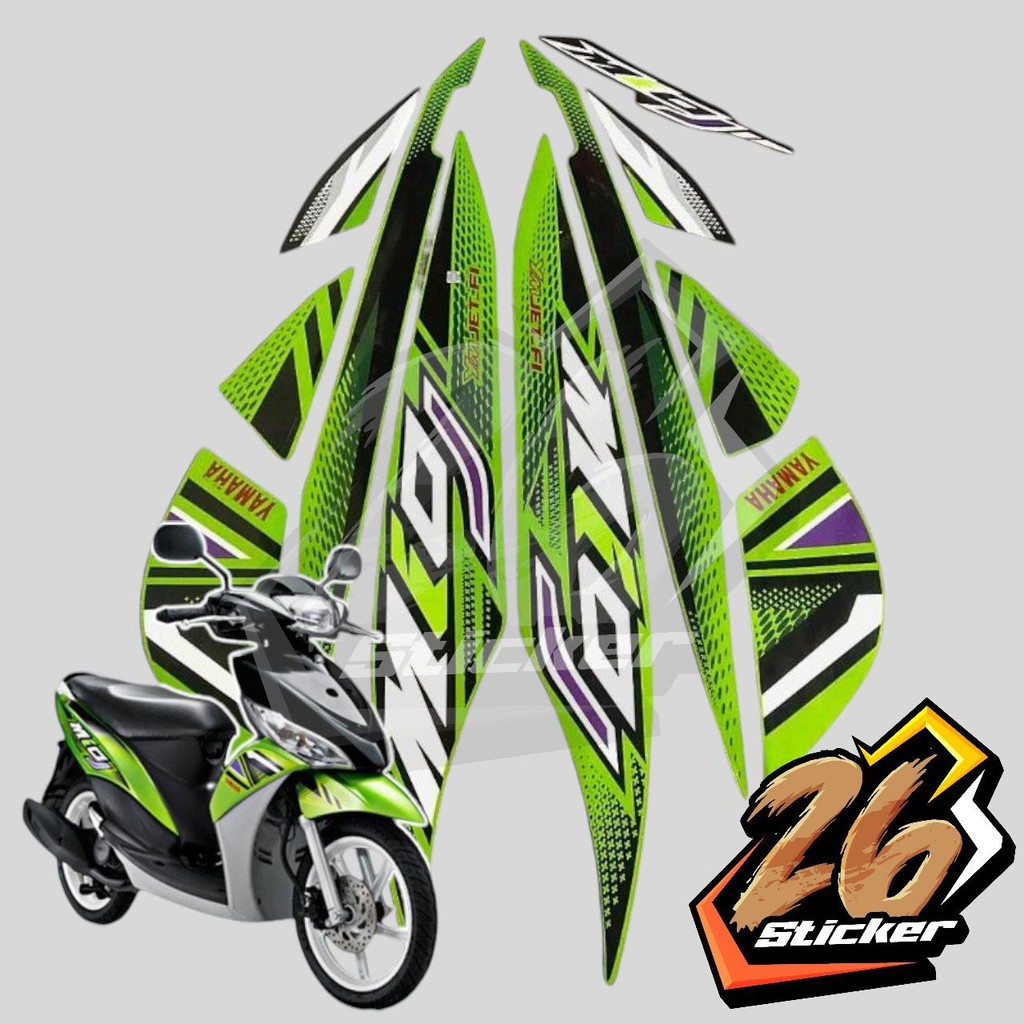 STICKER STIKER POLET LIS STRIPING MOTOR FULL BODY YAMAHA MIO J 2012 WARNA HITAM HIJAU