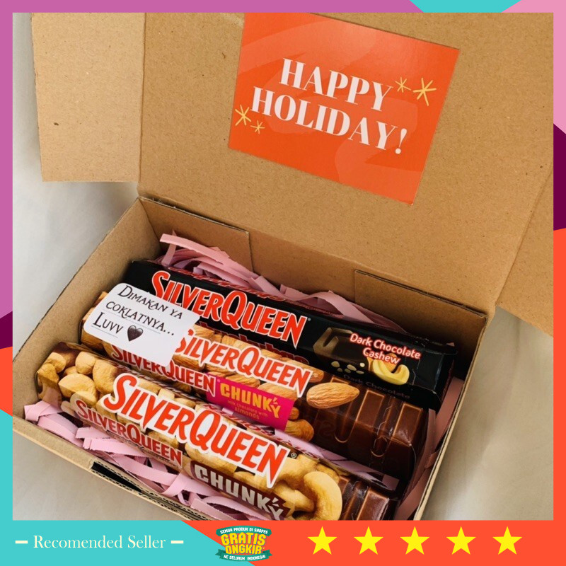 

Hampers kekinian unik viral murah ulangtahun natal tahun baru merry christmas / Hampers Coklat Silver Queen Chunky Bar 95gr Untuk Hadiah Ultah / Anniv / Valentine 3 pcs Rasa Random Murah