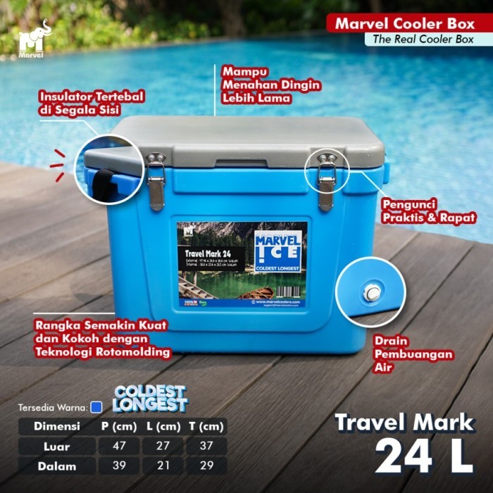 Marvel Cooler Box ice 12 L 24 L 35 L Travel tali kunci seal / Marina Cool Box 35 S Lion Star 33 Lite