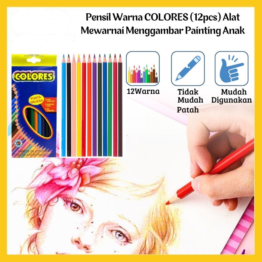 

Pensil Warna COLORES (12pcs) Peralatan Mewarnai Menggambar Painting Anak Art Stationary Ezzy