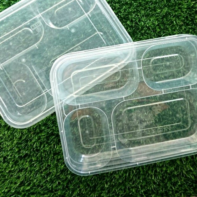 1pcs Thinwall Bento Thinwall Lunch Box Sekat 4 tempat makan