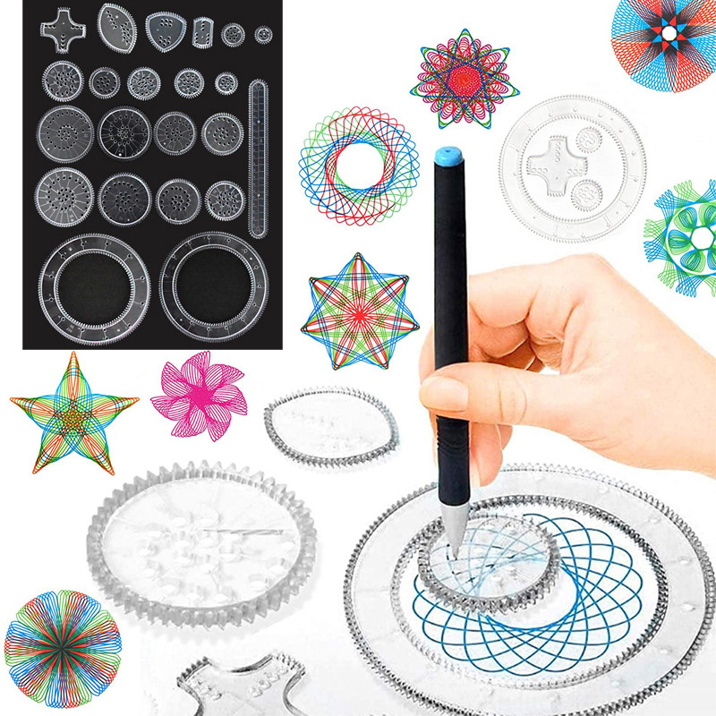 

Classic Gear Spirograph Design Set Magic Geometric Ruler Stencils Kits Kids DIY Creative Art Craft Painting Drawing Toys