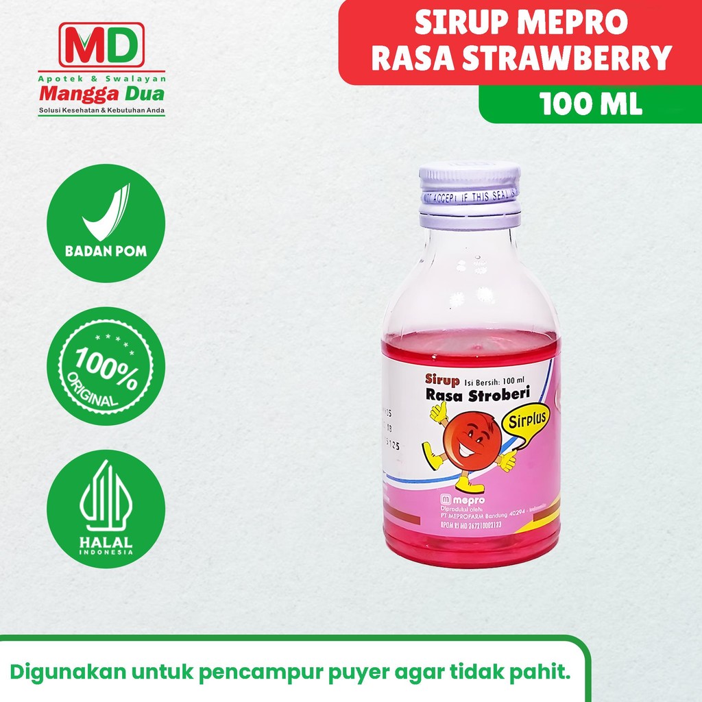 

Sirup Mepro Sirplus Rasa Strawberry Isi 100ml Original Resmi BPOM